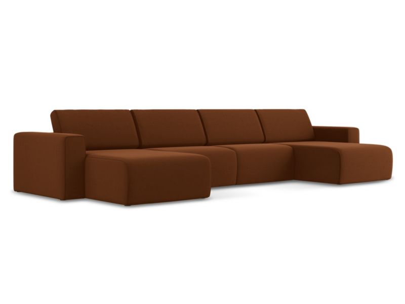 Sofa modułowa panoramiczna LaMiaSofa CASERTA z tkaniny welwetowej 404x167 cm terakota 1 szt.