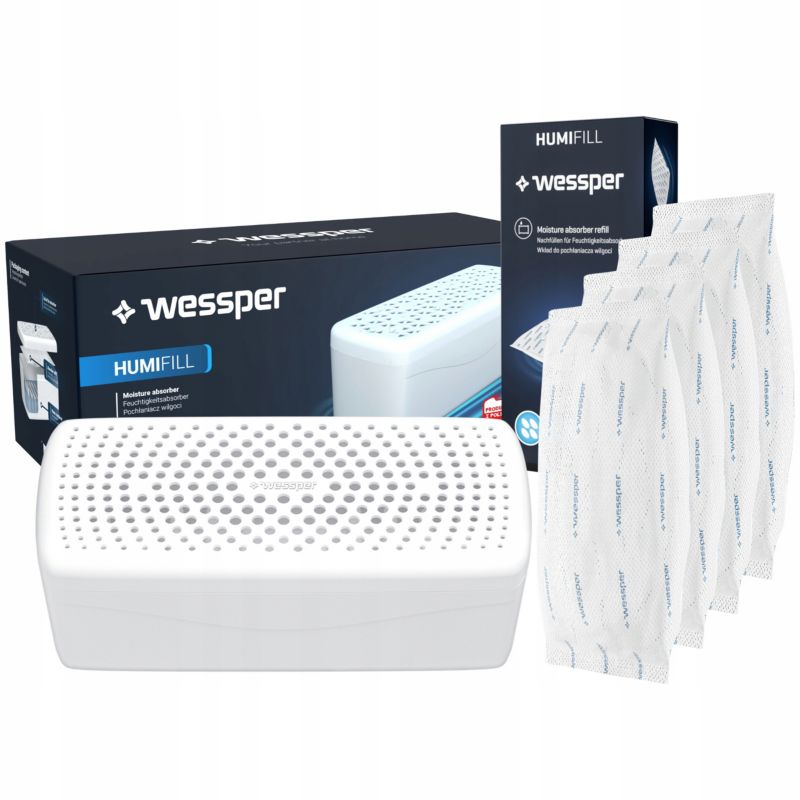 Pochłaniacz wilgoci, Wessper, osuszacz powietrza do domu, z 4 wkładami wymiennymi 500g