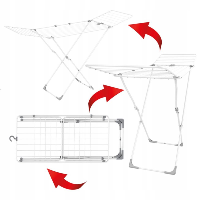 Suszarka na pranie Rodeno biała wolnostojąca z hakiem zawieszana 1 szt.