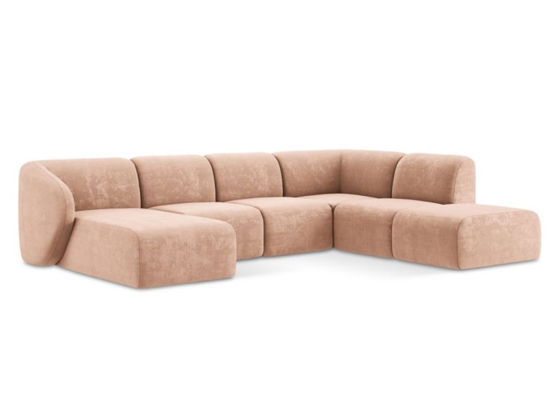 Sofa panoramiczna lewa LaMiaSofa CERVO z tkaniny szenilowej 325x236 cm brzoskwiniowy 1 szt.