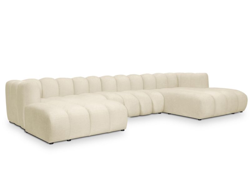 Sofa modułowa panoramiczna LaMiaSofa NAPOLI z tkaniny szenilowej 374x179 cm jasny beż 1 szt.
