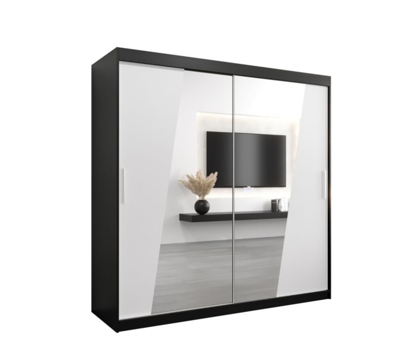 Szafa przesuwna Garderoba Abiks RHOMB 200 czarny mat + biały mat 1 szt.