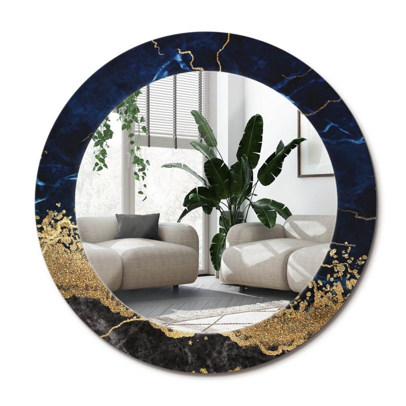 Łazienkowe lustro z ramą Wallfluent fi70 cm Niebieski marmur 1 szt.