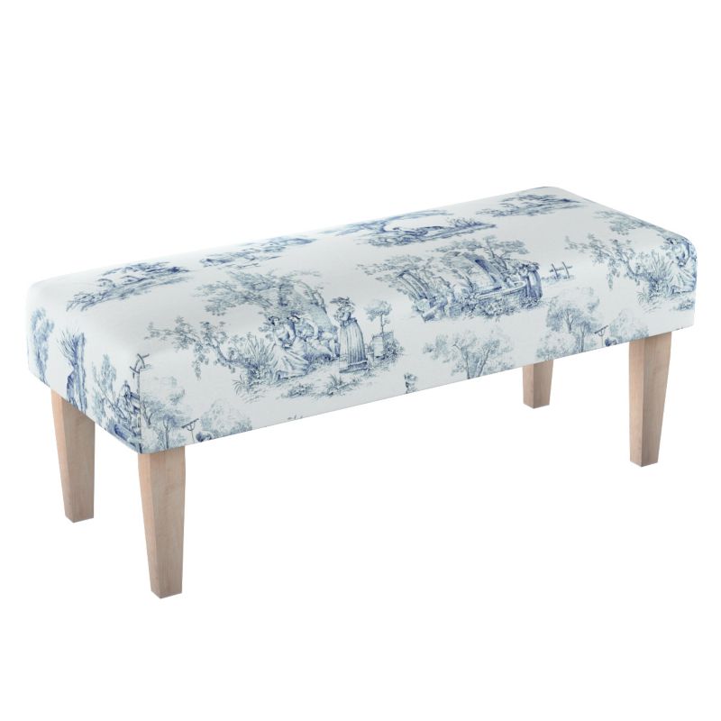 Ławka Dekoria 100 x 40 x 40 cm scenki rodzajowe w kolorze niebieskim na tle ecru 1 szt.