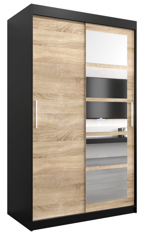 Szafa przesuwna Abiks ROMA 1 120 czarny mat + sonoma 1 szt.