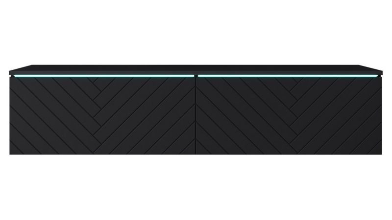 Szafka RTV MIRJAN 24 D140 MDF z oświetleniem LED czarny grafit/jodełka czarny 1 szt.