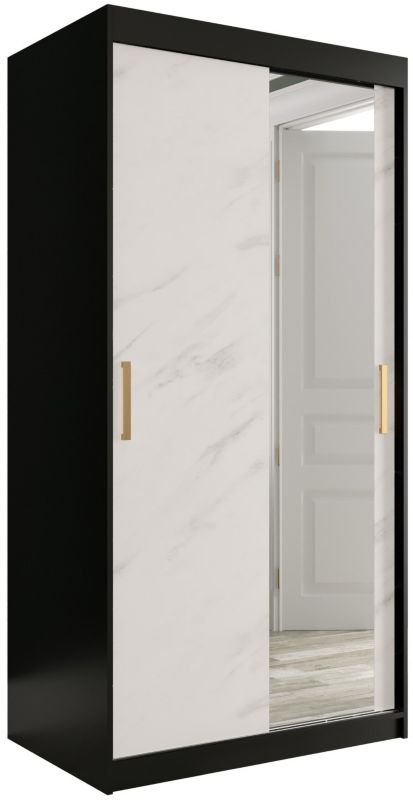 Szafa przesuwna Garderoba Abiks Marmur T2 120 czarny + biały 1 szt.
