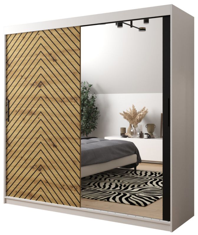 Szafa przesuwna Garderoba Abiks Jodełka 2 200 biały + artisan 1 szt.