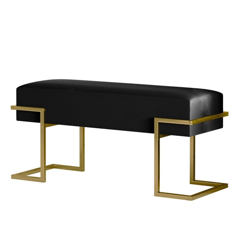Ławka tapicerowana Bettso Cely 100 cm do przedpokoju na złotym stelażu czarny 1szt.