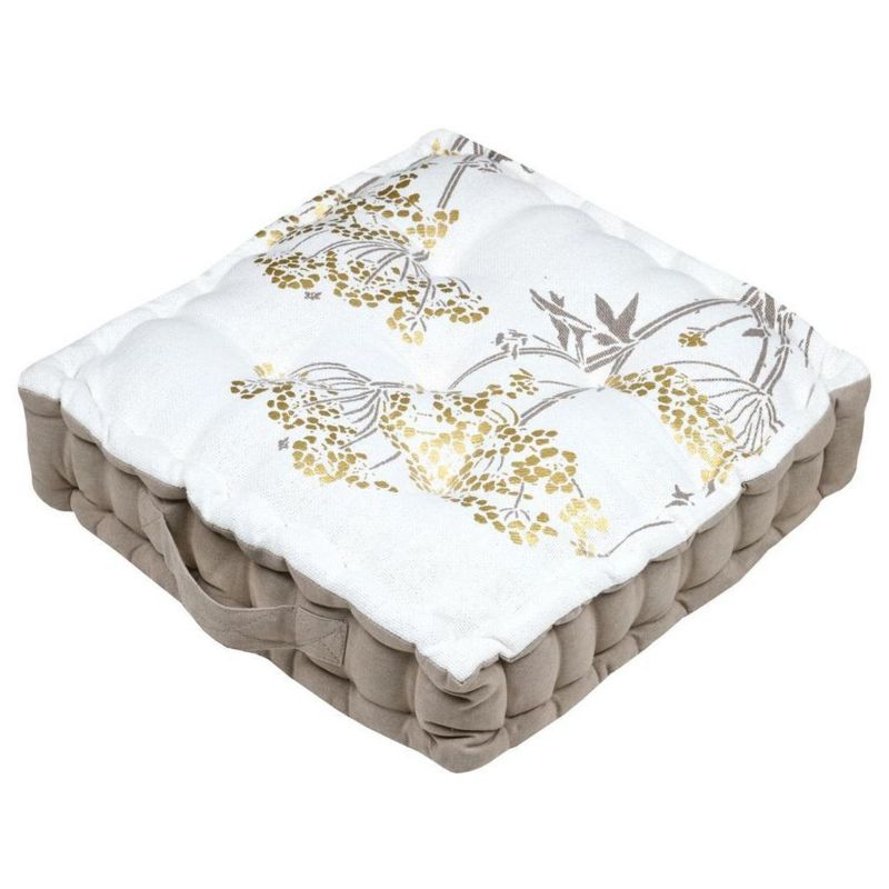Poduszka Podłogowa Oriana STOF dekoracyjna 45x45 cm Biała Kwiaty 1 szt.