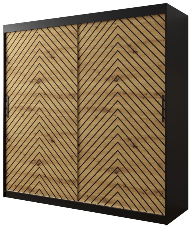 Szafa przesuwna Garderoba Abiks Jodełka 1 200 czarny + artisan 1 szt.