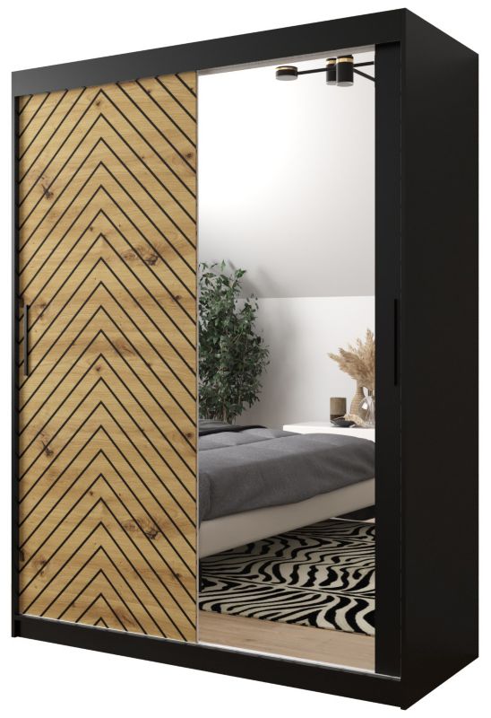 Szafa przesuwna Garderoba Abiks Jodełka 2 150 czarny + artisan 1 szt.