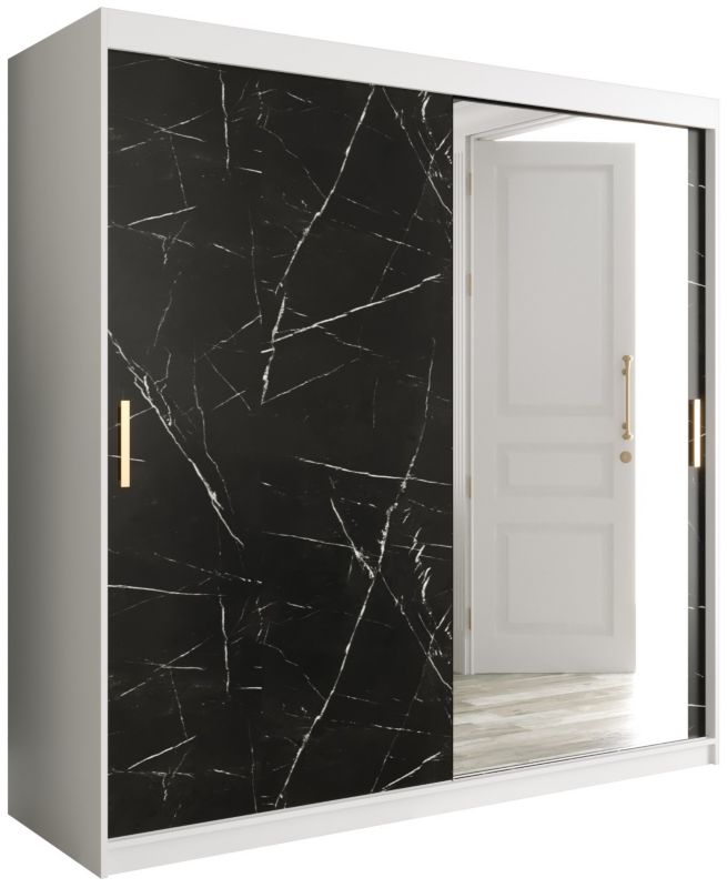Szafa przesuwna Garderoba Abiks Marmur T2 200 biały + czarny 1 szt.