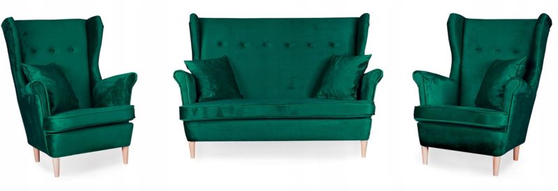 Zestaw mebli uszak do salonu sofa fotele Family Meble Ari zielony 1szt