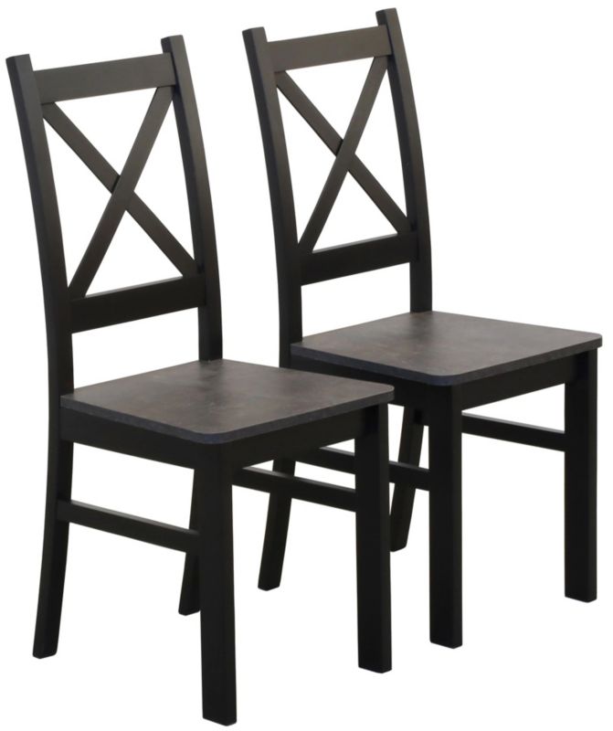 Zestaw Bonni 2x Krzesło drewniane do jadalni salonu Czarny/Beton 1 kpl.