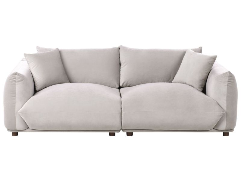 Sofa Luvos Welur Beżowoszary dla 3 osób 1 szt.