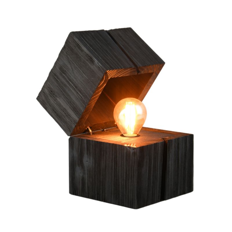 Lampa stołowa Trio Treasure czarna drewniana 1 x E14 x 10W IP20 wym: 16 x 12 x 12 cm drewno - 1 szt.