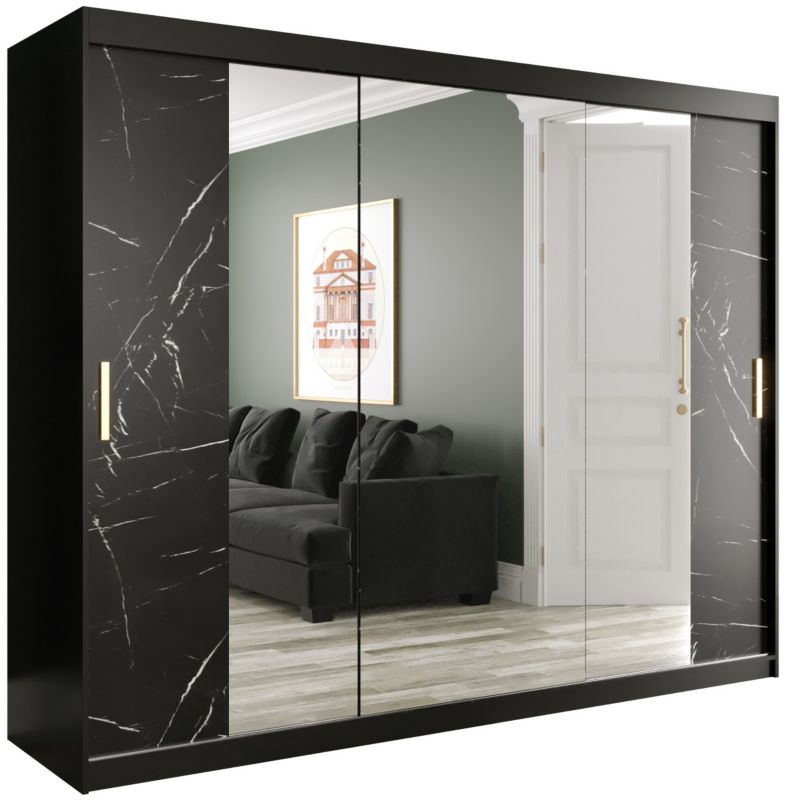 Szafa przesuwna Garderoba Abiks Marmur T2 250 czarny + czarny 1 szt.