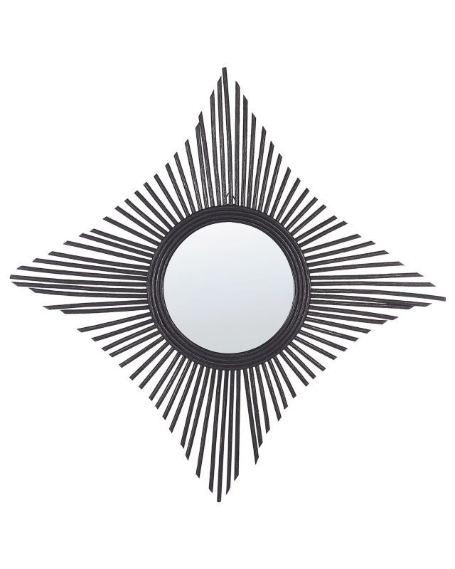 Lustro ścienne Majene 60 cm 60 cm Rattan Czarny 1 szt.