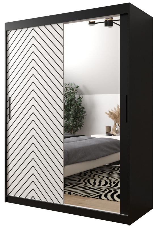 Szafa przesuwna Garderoba Abiks Jodełka 2 150 czarny + biały 1 szt.