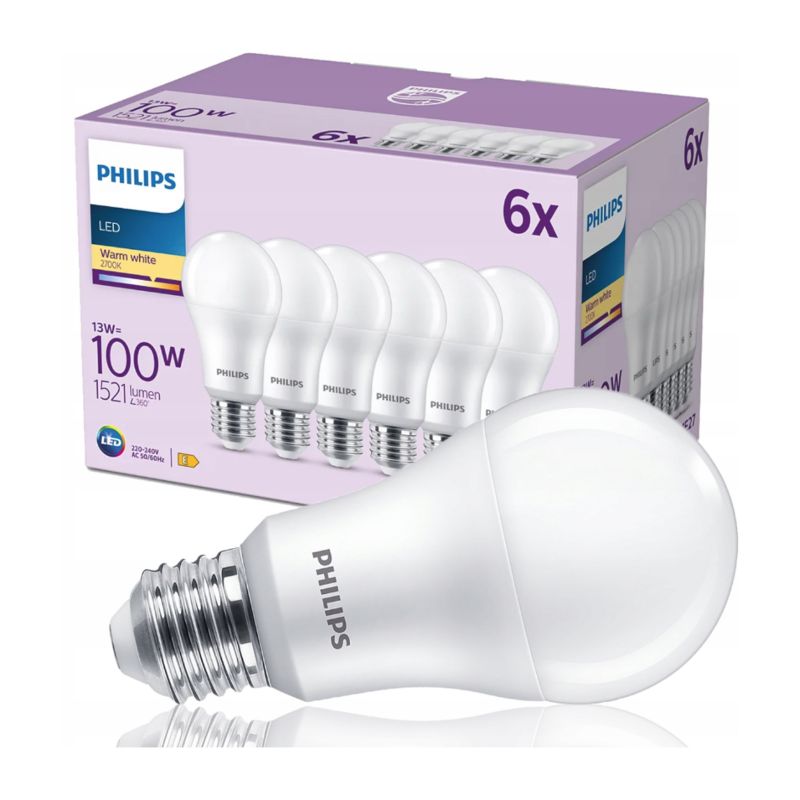 Żarówka Philips Zestaw 6x LED E27 E27 100W 13W 1521lm 2700K 1 opk.