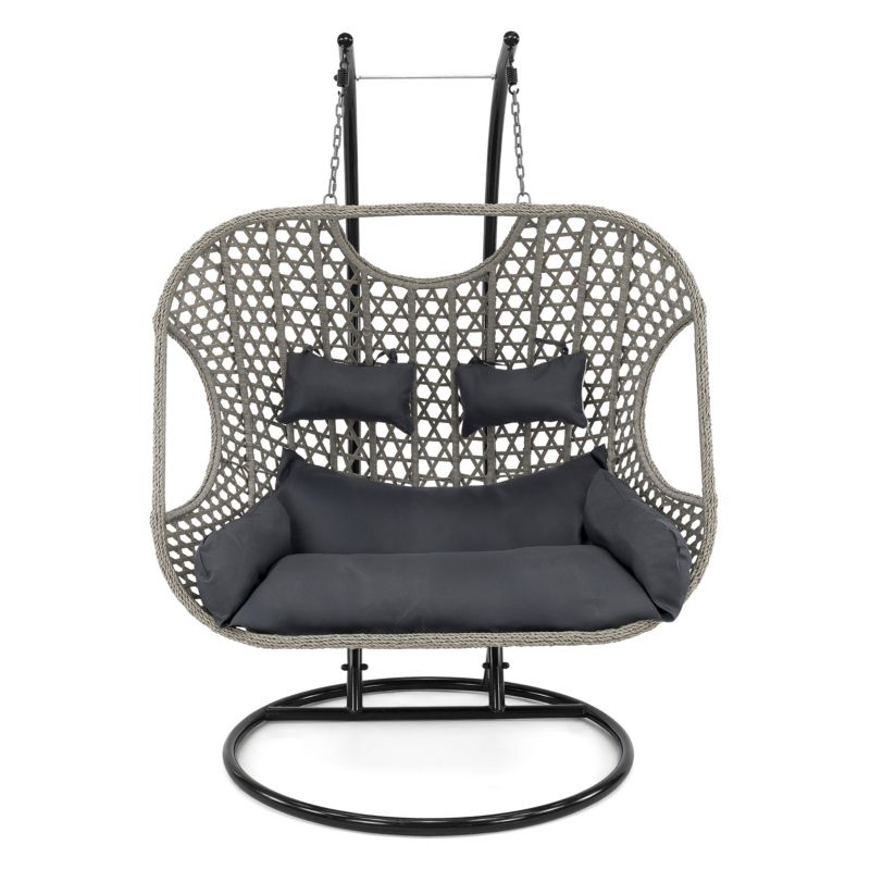 Fotel wiszący ogrodowy dwuosobowy MebleMWM XXL SC-N1 szary poduszki szare 1 szt.