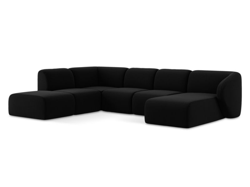 Sofa panoramiczna LaMiaSofa CERVO z tkaniny welwetowej 325x236 cm czarny 1 szt.