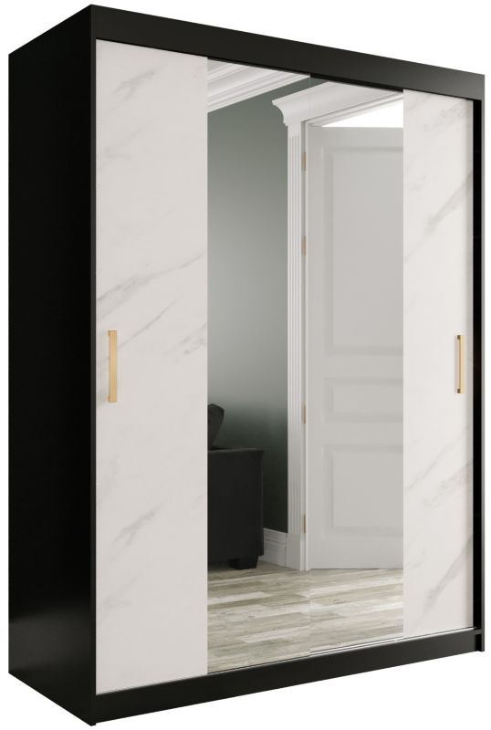 Szafa przesuwna Garderoba Abiks Marmur T1 150 czarny + biały 1 szt.