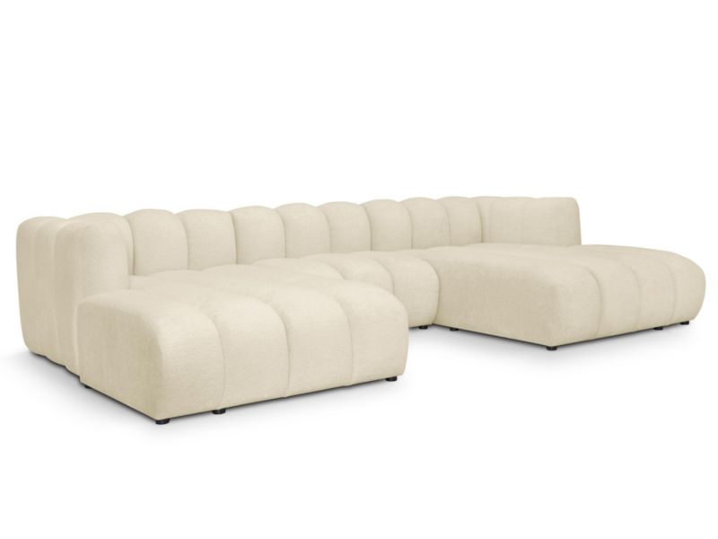 Sofa modułowa panoramiczna LaMiaSofa NAPOLI z tkaniny szenilowej 316x179 cm jasny beż 1 szt.