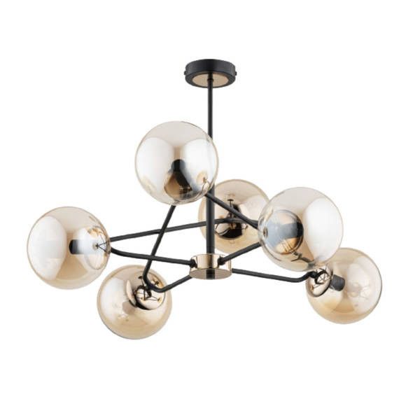 Lampa sufitowa Alfa Sagito czarna-stare złoto wym: 55 x 62 x 60 cm 6xE14 x 10W 1 szt.