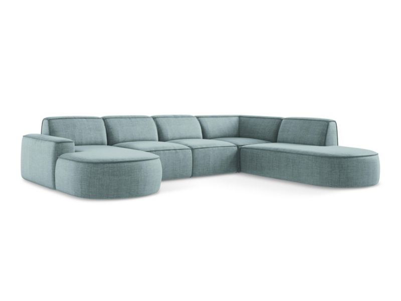 Sofa modułowa panoramiczna LaMiaSofa MELISSA z tkaniny strukturalnej 364x262 cm jeans 1 szt.