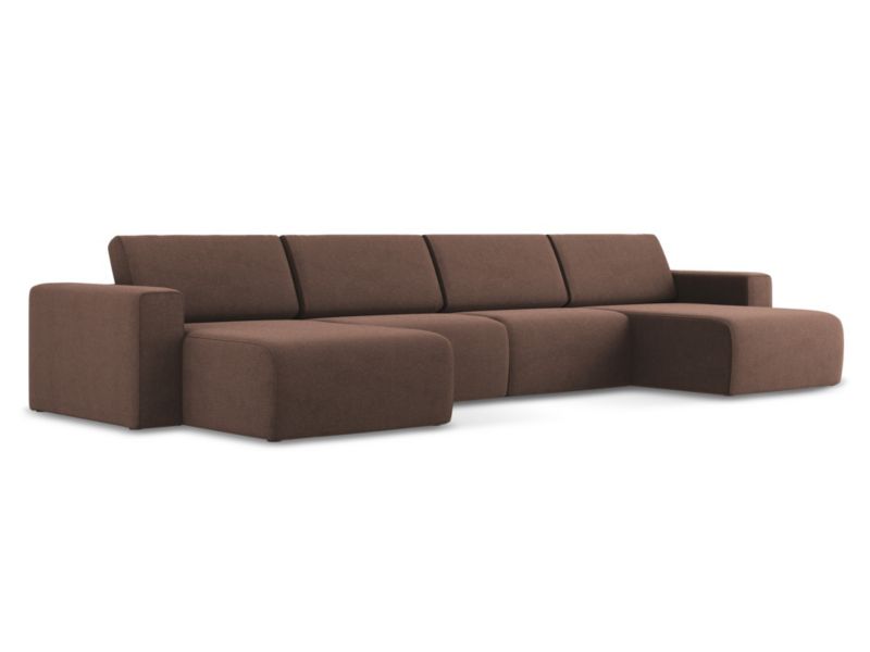 Sofa modułowa panoramiczna LaMiaSofa CASERTA z tkaniny strukturalnej 404x167 cm pudrowy róż 1 szt.
