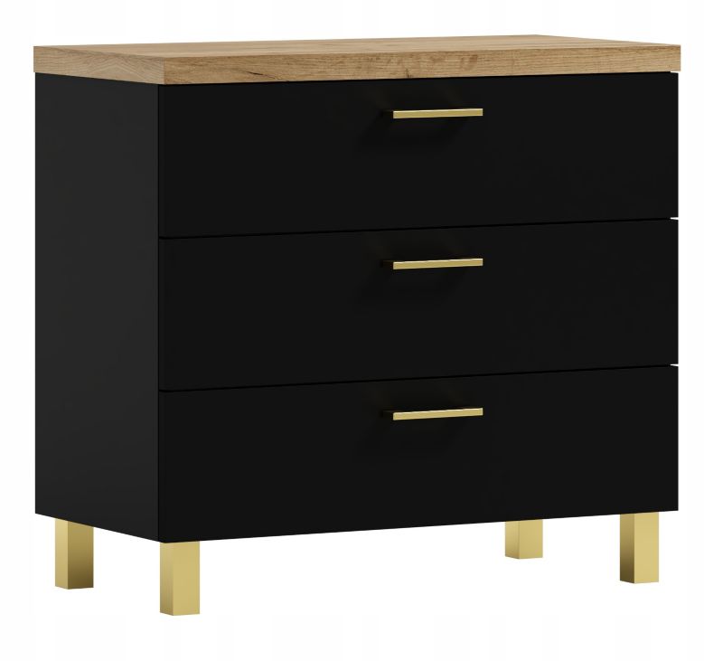 Szafka łazienkowa ADK MEBLE ROMA 80 pod umywalkę z szufladami czarna 1 szt.