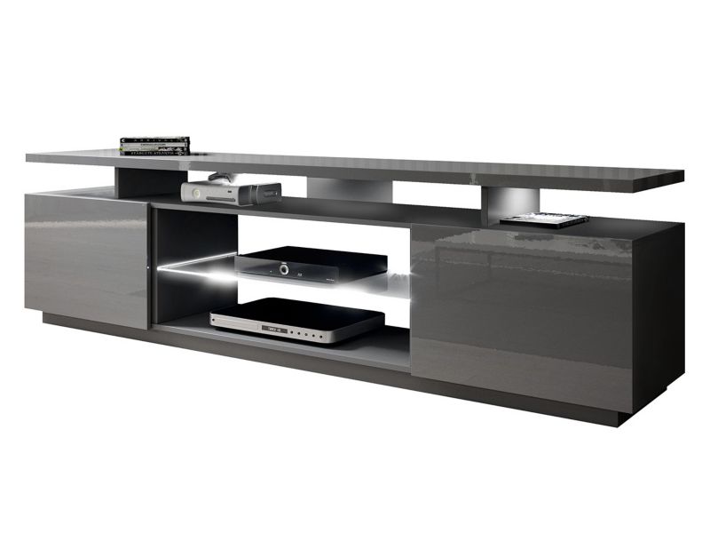 Szafka RTV MIRJAN 24 Eva z oświetleniem LED grafit /grafit połysk 1 szt.