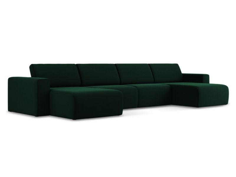 Sofa modułowa panoramiczna LaMiaSofa CASERTA z tkaniny welwetowej 404x167 cm butelkowa zieleń 1 szt.