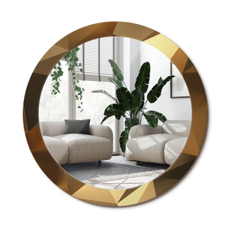 Lustro Okrągłe Tulup Geometryczny Wzór 80 cm Designerskie Na Podkładzie 1 szt.