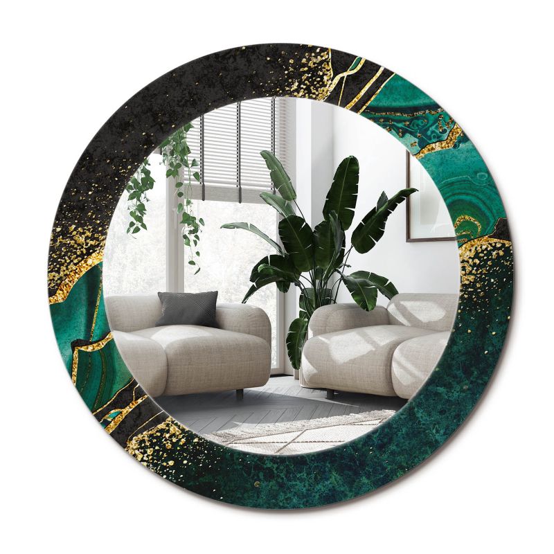 Łazienkowe lustro z ramą Wallfluent fi100 cm Marmurowa zieleń 1 szt.