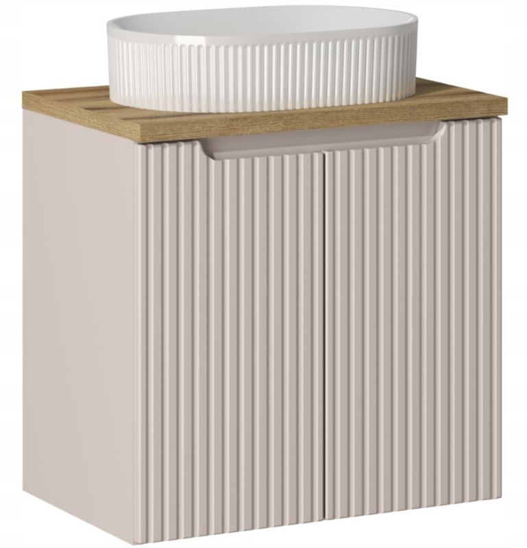 Szafka pod Umywalkę łazienkowa 60 cm Wisząca z Blatem Dąb Nova Kaszmir Kaszmirowa z Umywalką Furnidea 1 szt.