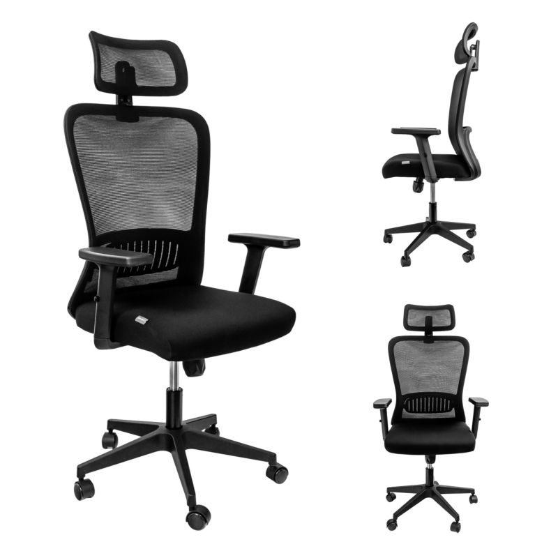 Krzesło Biurowe Obrotowe Furvero Norma Fotel Regulowany Czarny 1 szt.