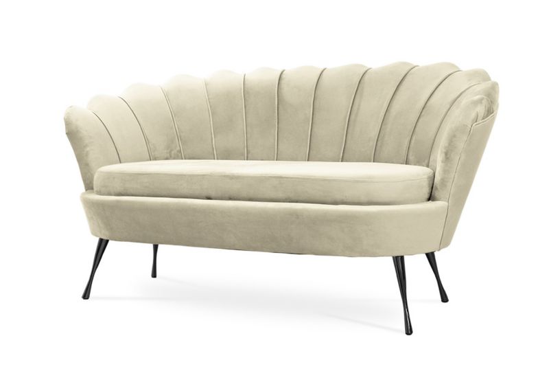 Sofa tapicerowana Bettso Muszelka na czarnej nodze wygodna w stylu glamour beżowy 1szt.