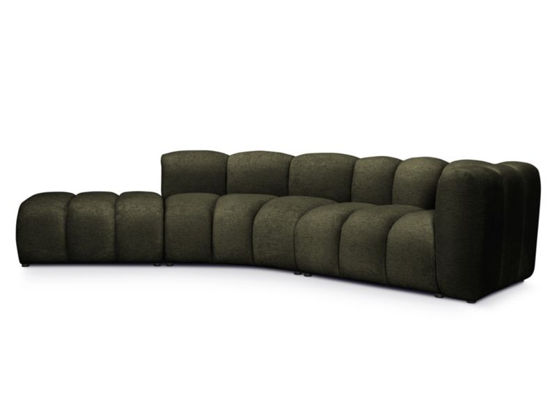Narożnik prawostronny LaMiaSofa NAPOLI z tkaniny szenilowej 335x166 cm oliwkowy 1 szt.