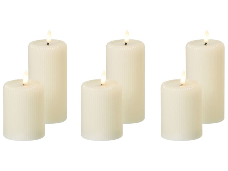 Zestaw 6 świec LED Noisette 10/16 cm Złamana biel 1 kpl