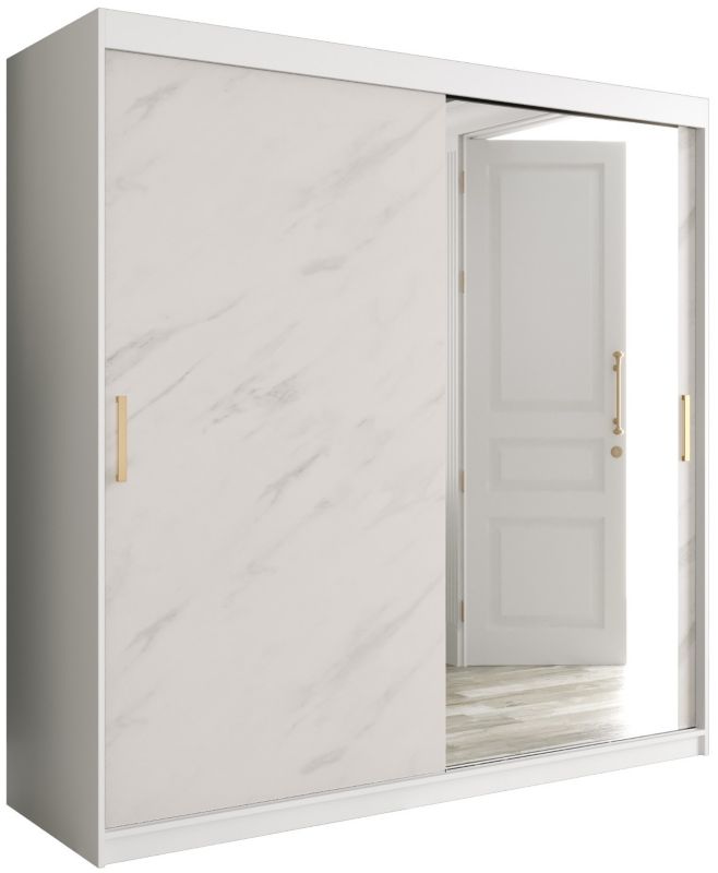 Szafa przesuwna Garderoba Abiks Marmur T2 200 biały + biały 1 szt.