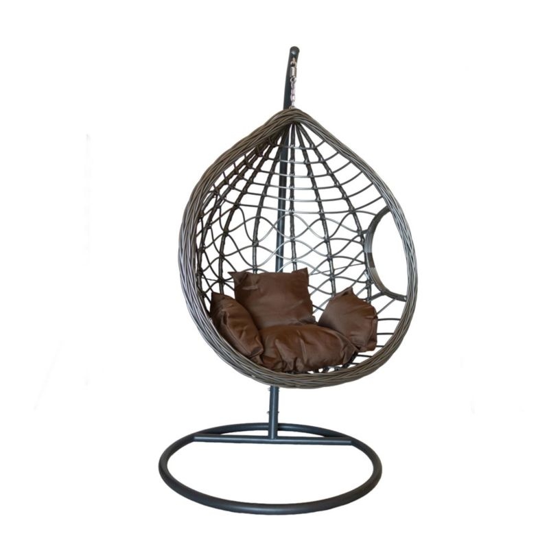 Fotel ogrodowy wiszący Bettso Nest z brązową poduszką szary 1szt.