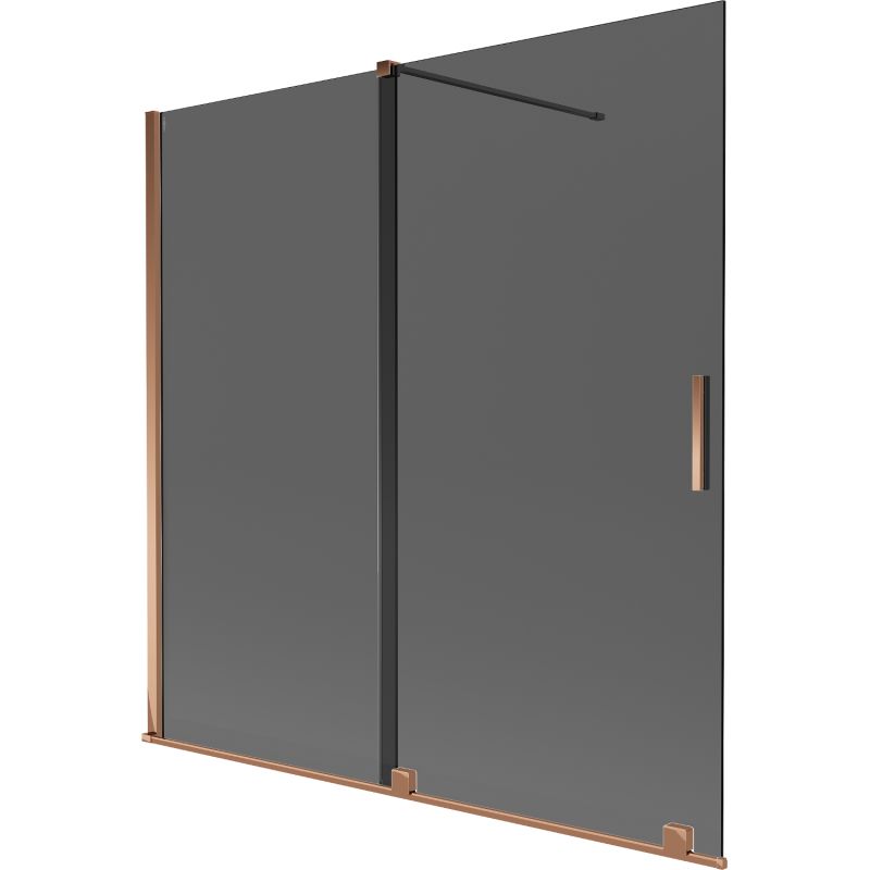 Parawan nawannowy rozsuwany Mexen Velar grafit różowe złoto 160x150 cm 1 szt.