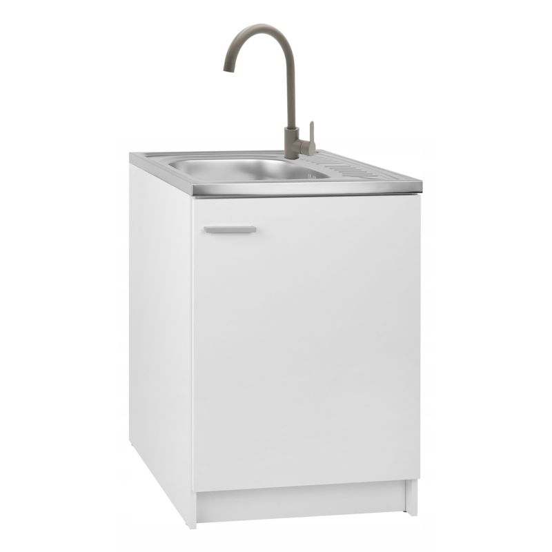 Szafka Kuchenna Stamar Biała 600x600mm ze Zlewozmywakiem Bateria Oliwka Wysoka Syfon 1 szt