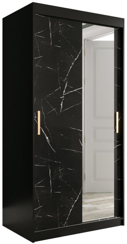 Szafa przesuwna Garderoba Abiks Marmur T2 100 czarny + czarny 1 szt.