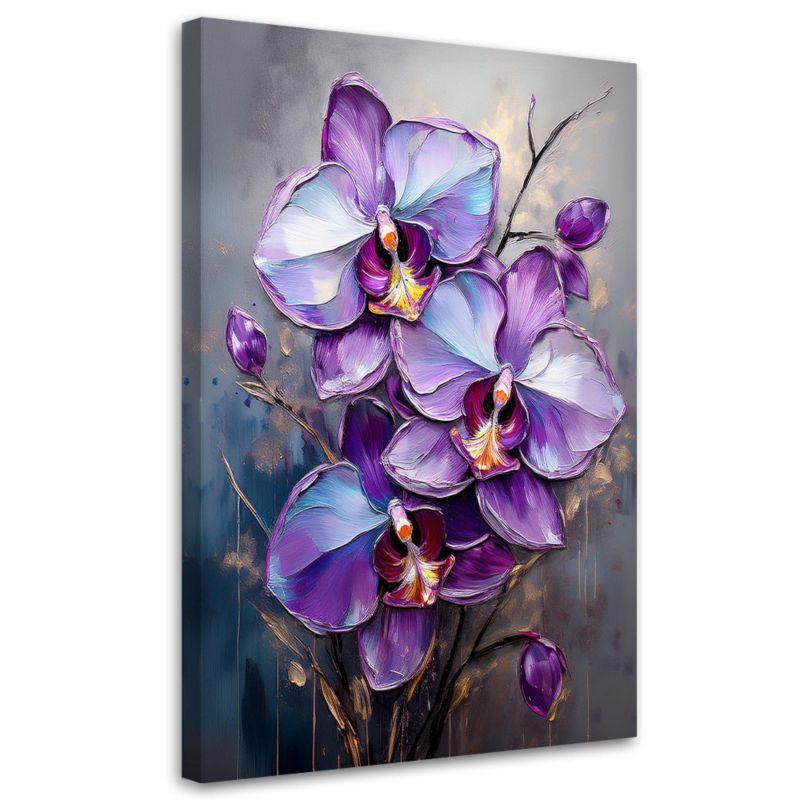 Obraz na płótnie Feeby Storczyk Fioletowy Kwiaty Natura 80x120cm 1szt