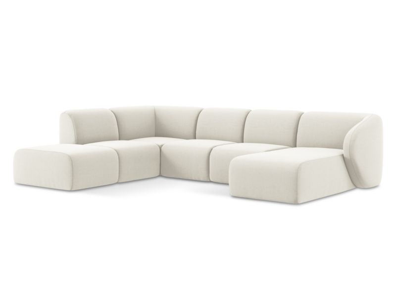 Sofa panoramiczna LaMiaSofa CERVO z tkaniny welwetowej 325x236 cm jasny beż 1 szt.