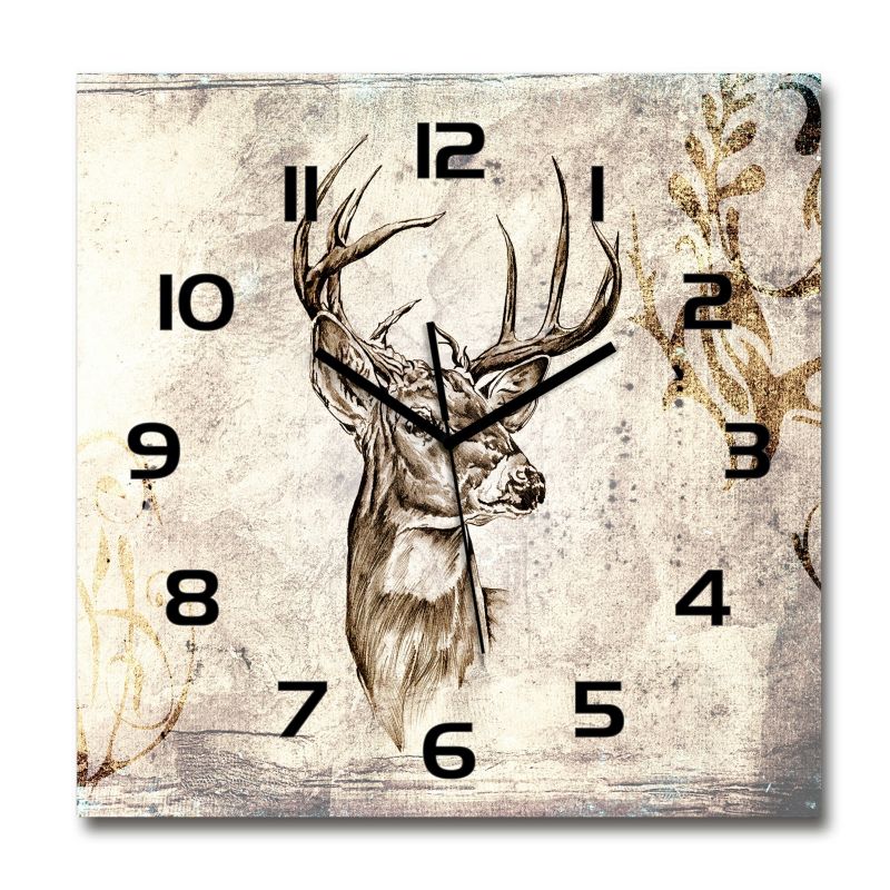Zegar szklany Tulup Jeleń czarne wskazówki 30x30 cm cm cichy 1 szt.